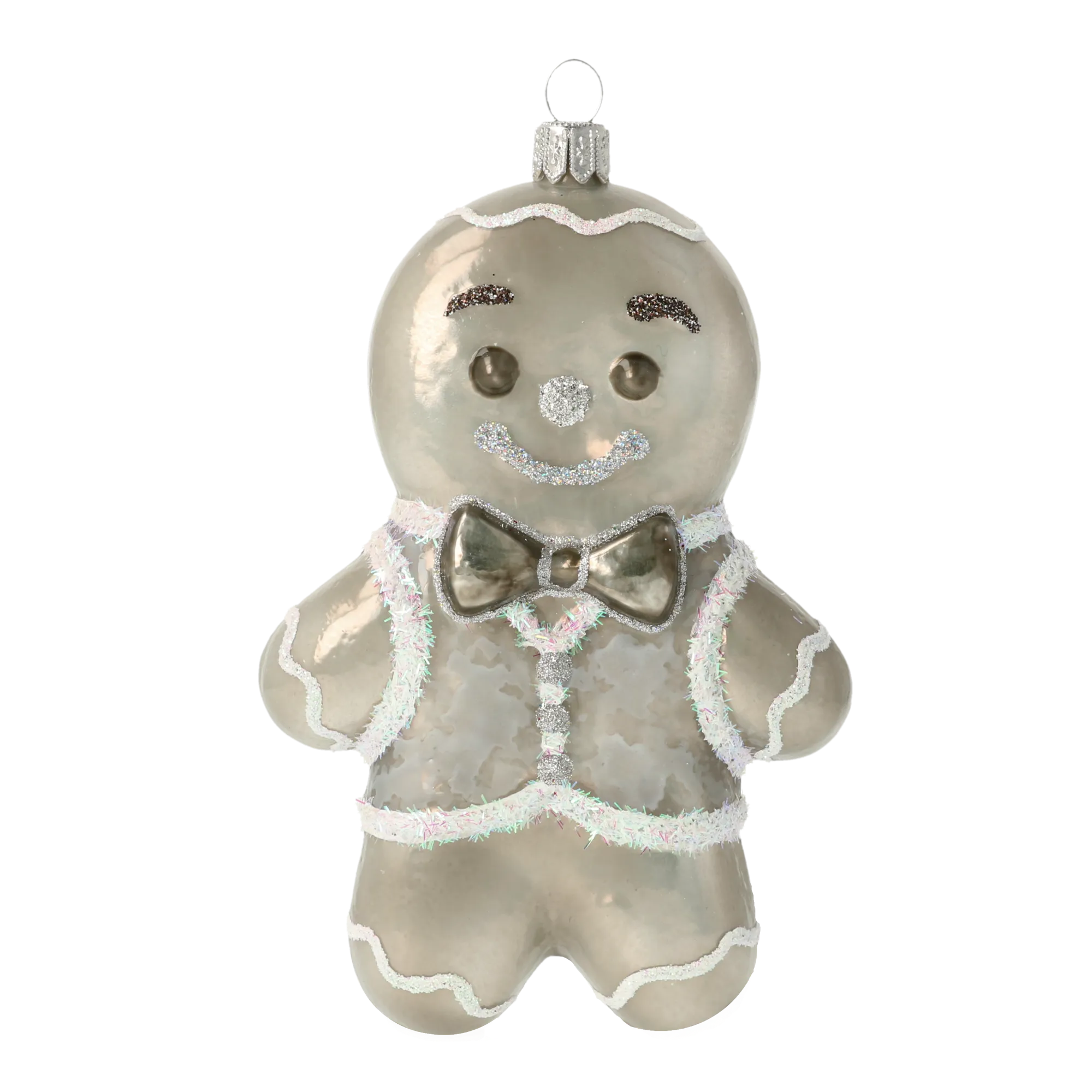 Pearlescent Iced Gingerbread Man Premium christmas glass ornament 2020-468
