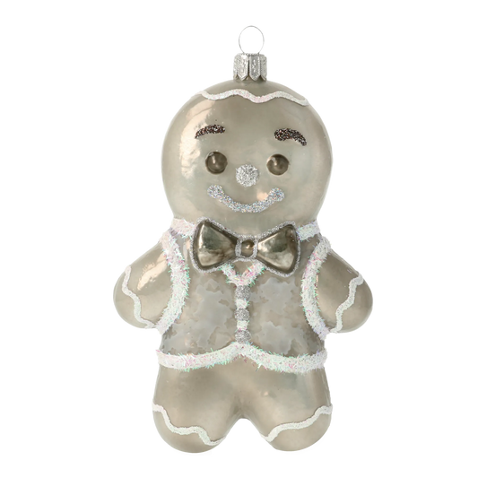 Pearlescent Iced Gingerbread Man Premium christmas glass ornament 2020-468