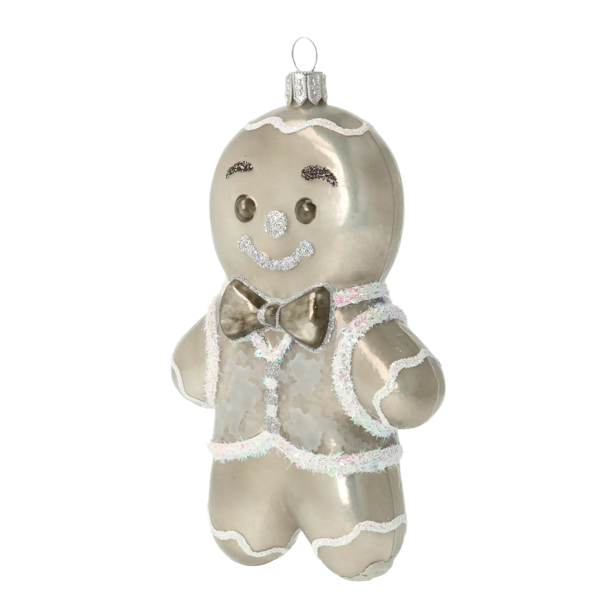Pearlescent Iced Gingerbread Man Premium christmas glass ornament 2020-468