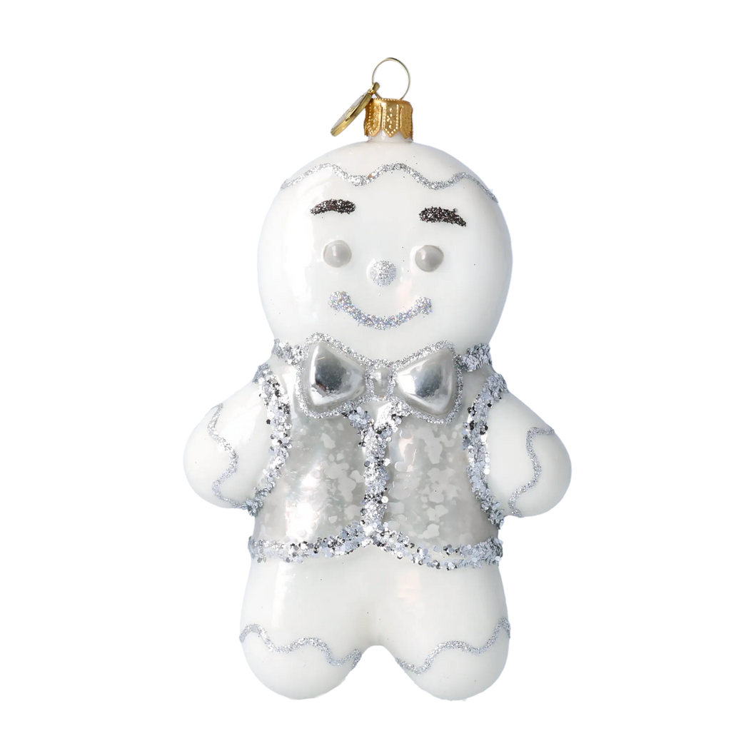 Dapper Silver Guest | Hand-Painted Glass Ornament | Blubom 2020-469