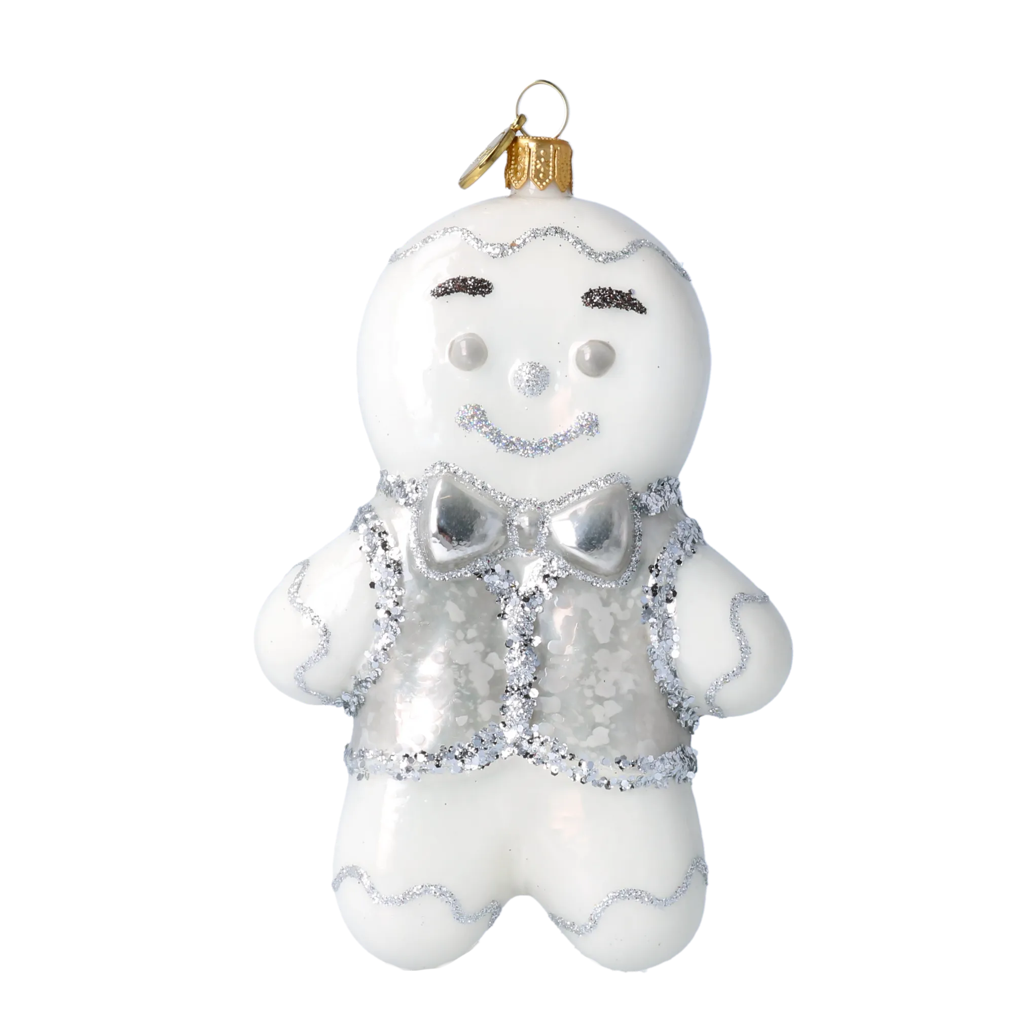 Silver Frosted Gingerbread Premium christmas glass ornament 2020-469