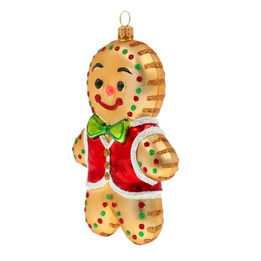 Gingerbread Man. Handmade Glass Christmas ornament. 2020-472