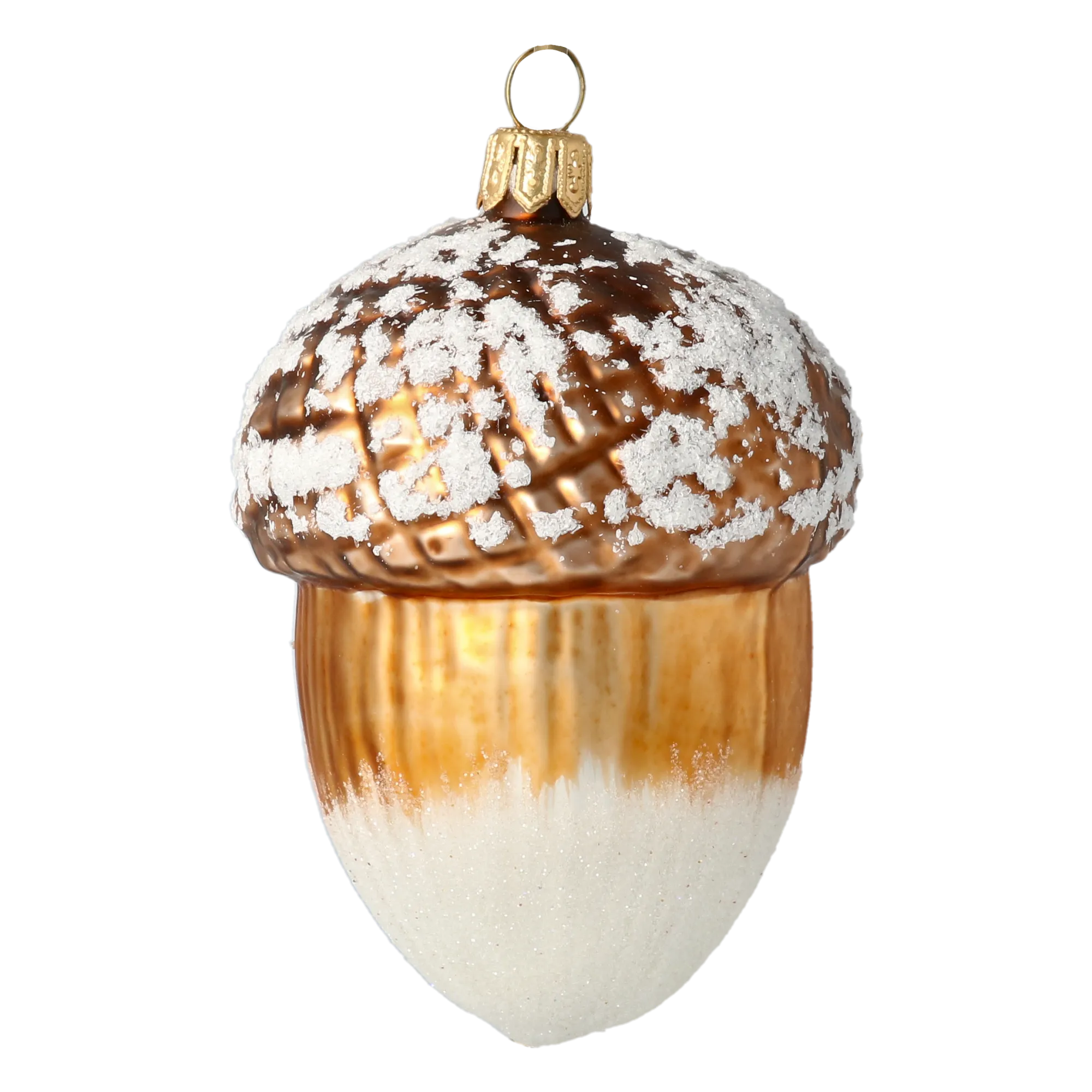 Frosted Amber Acorn Premium christmas glass ornament 2020-477