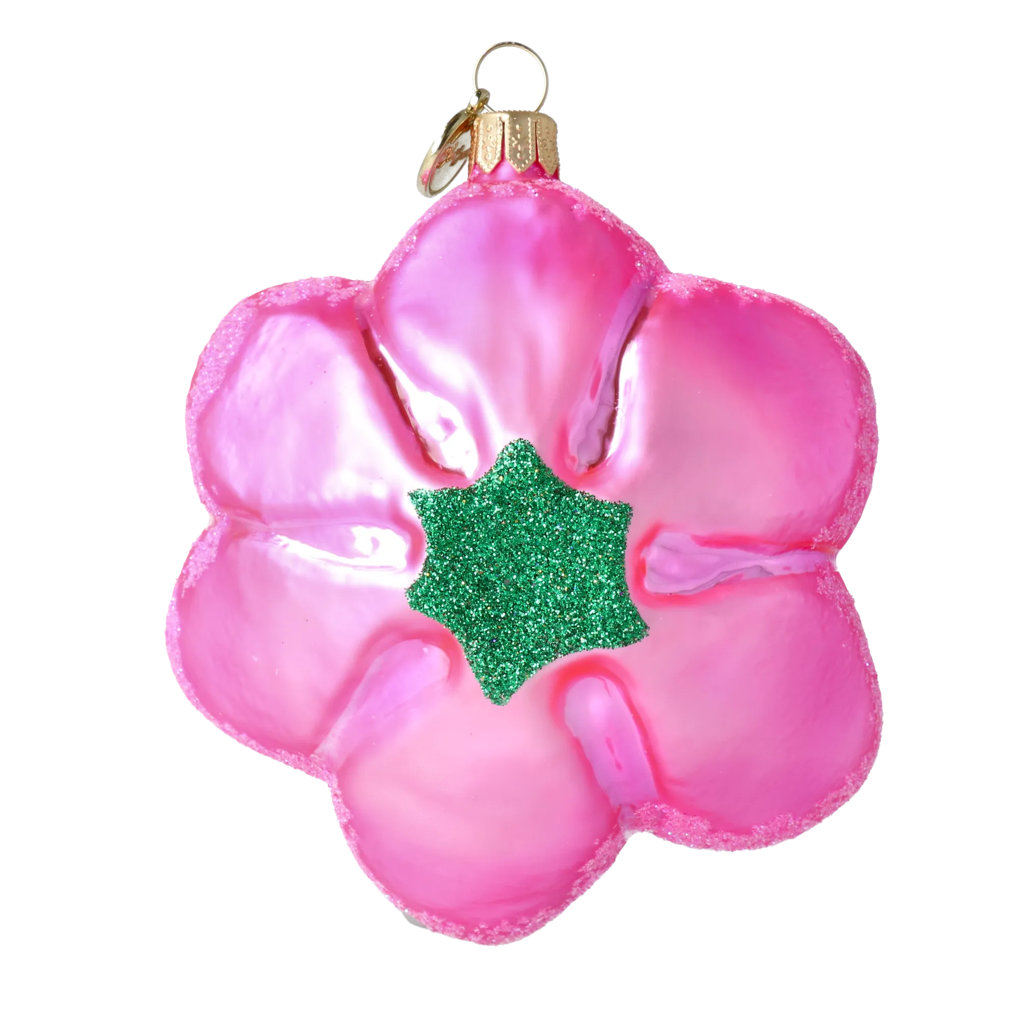 Pink Flower from the Garden of Fantasy. Handmade Glass Christmas ornament. 2020-493