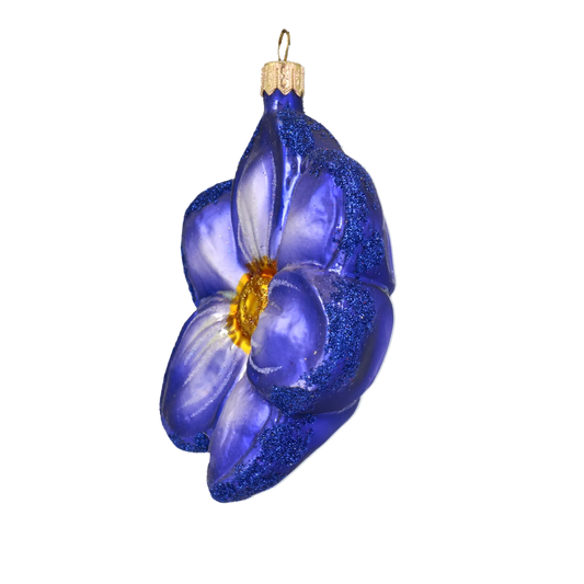 Blue flower. Handmade Glass Christmas ornament. 2020-494