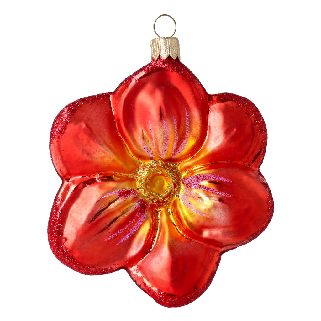Scarlet Sovereign Bloom | Hand-Painted Glass Ornament | Blubom 2020-496