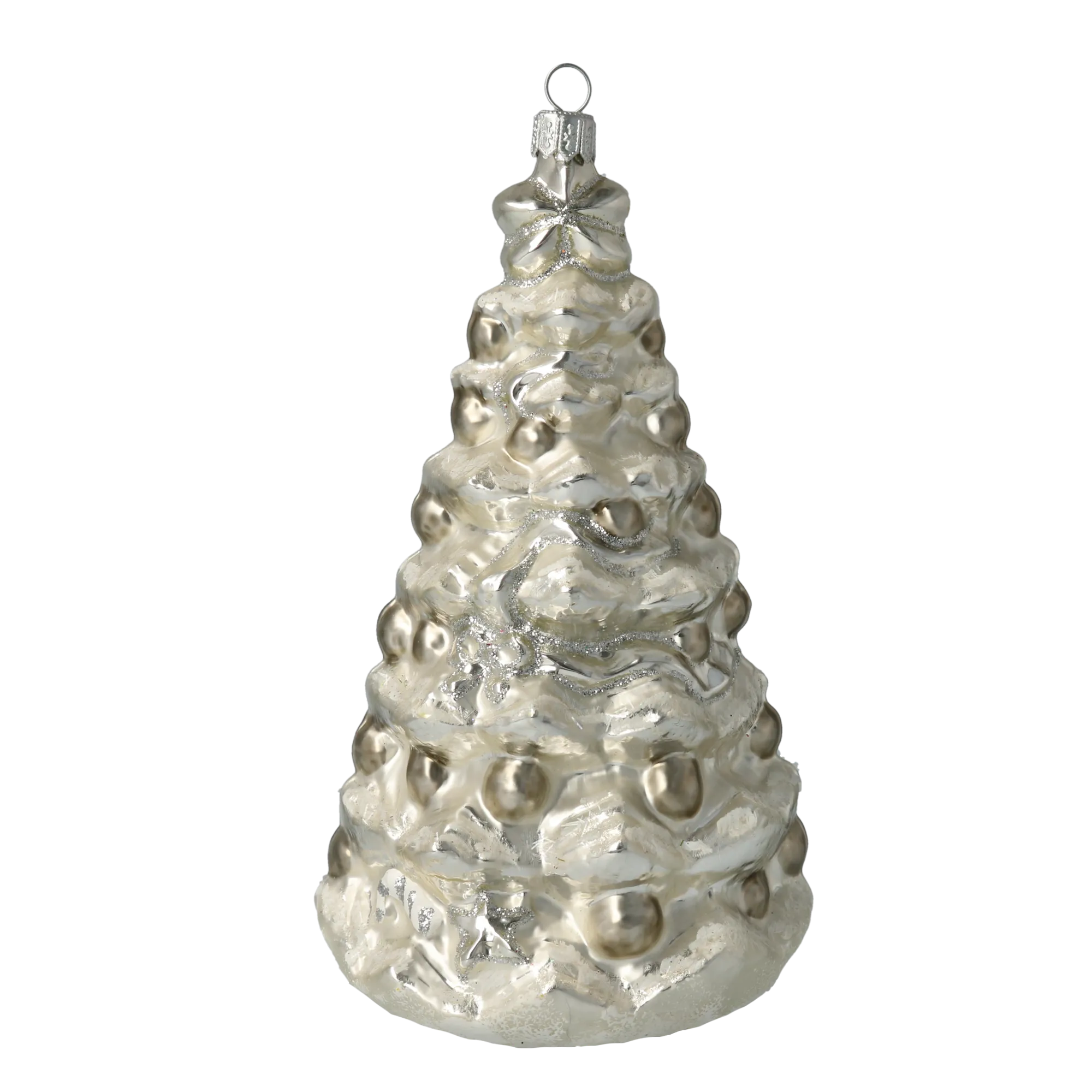 Pearl Silver Fir Premium christmas glass ornament 2020-500