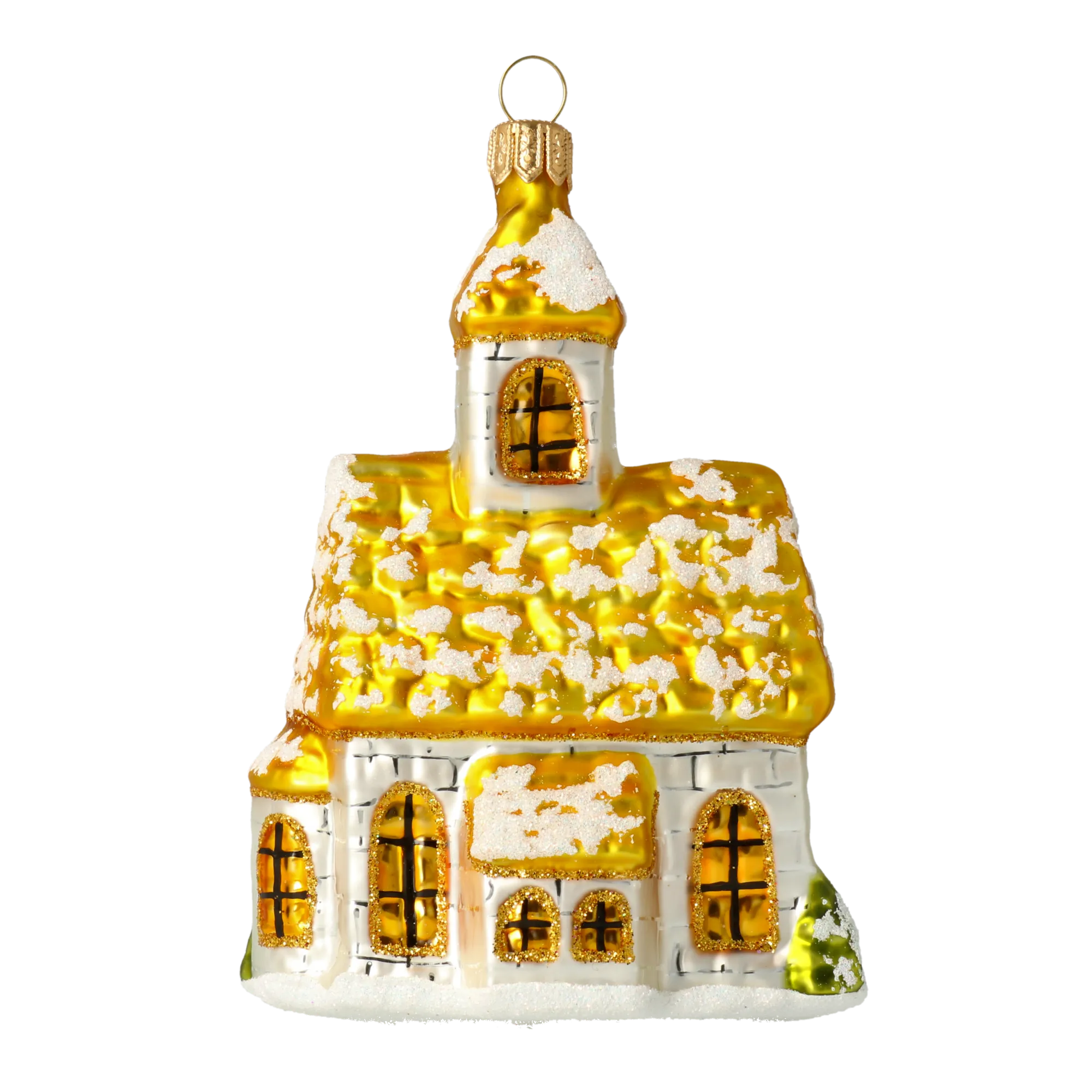 Gilded Snowy Chapel Premium christmas glass ornament 2020-514