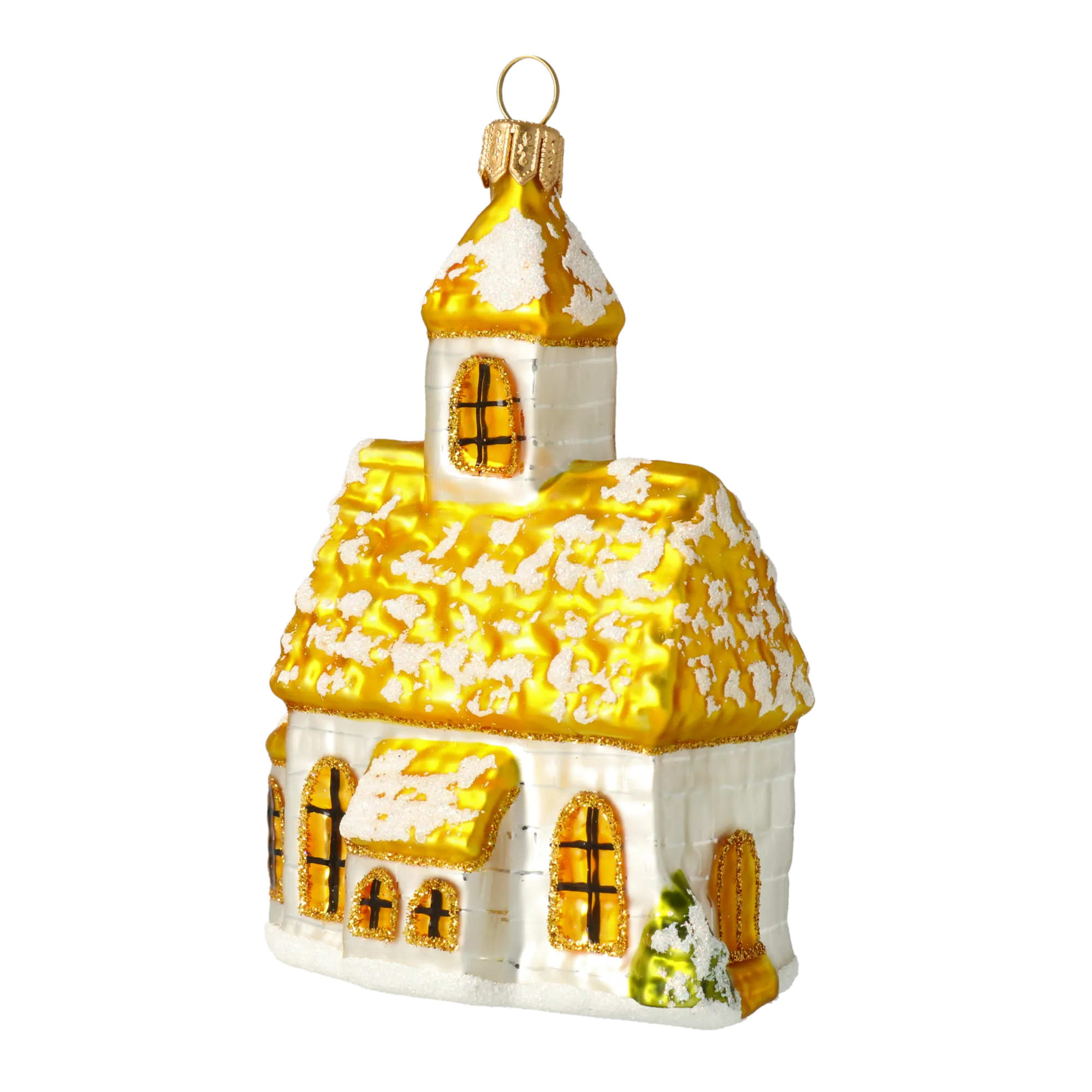 Gilded Snowy Chapel Premium christmas glass ornament 2020-514