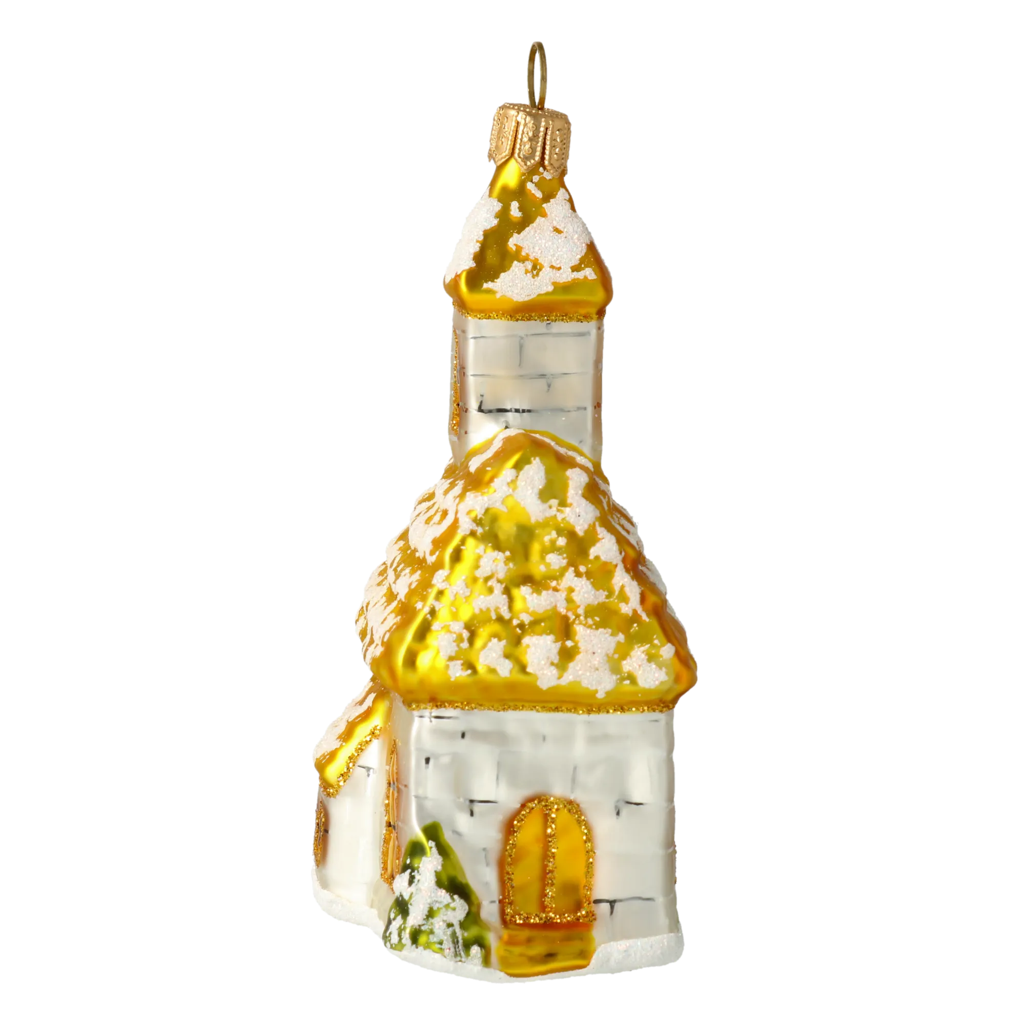 Gilded Snowy Chapel Premium christmas glass ornament 2020-514