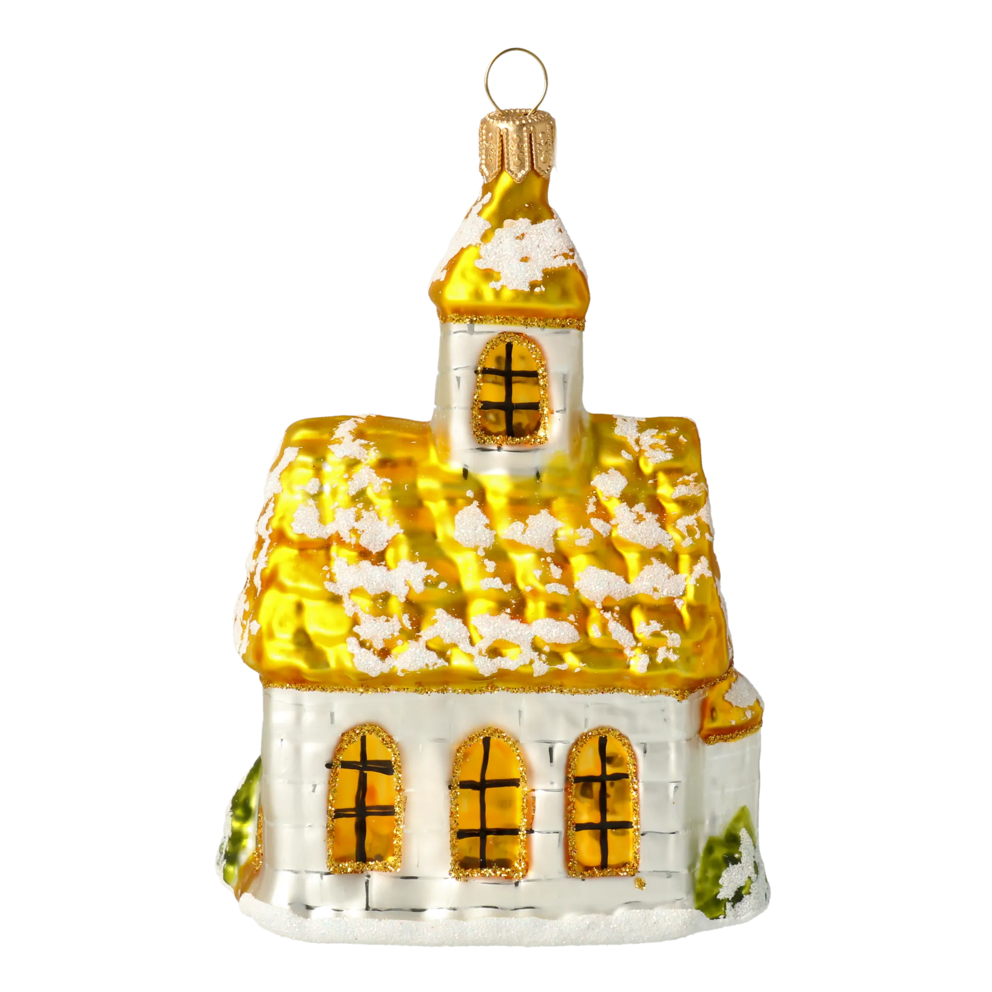 Gilded Snowy Chapel Premium christmas glass ornament 2020-514