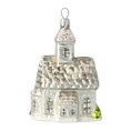 Załaduj obraz do przeglądarki galerii, Srebrny Ośnieżony Kościół Szklana Ozdoba
