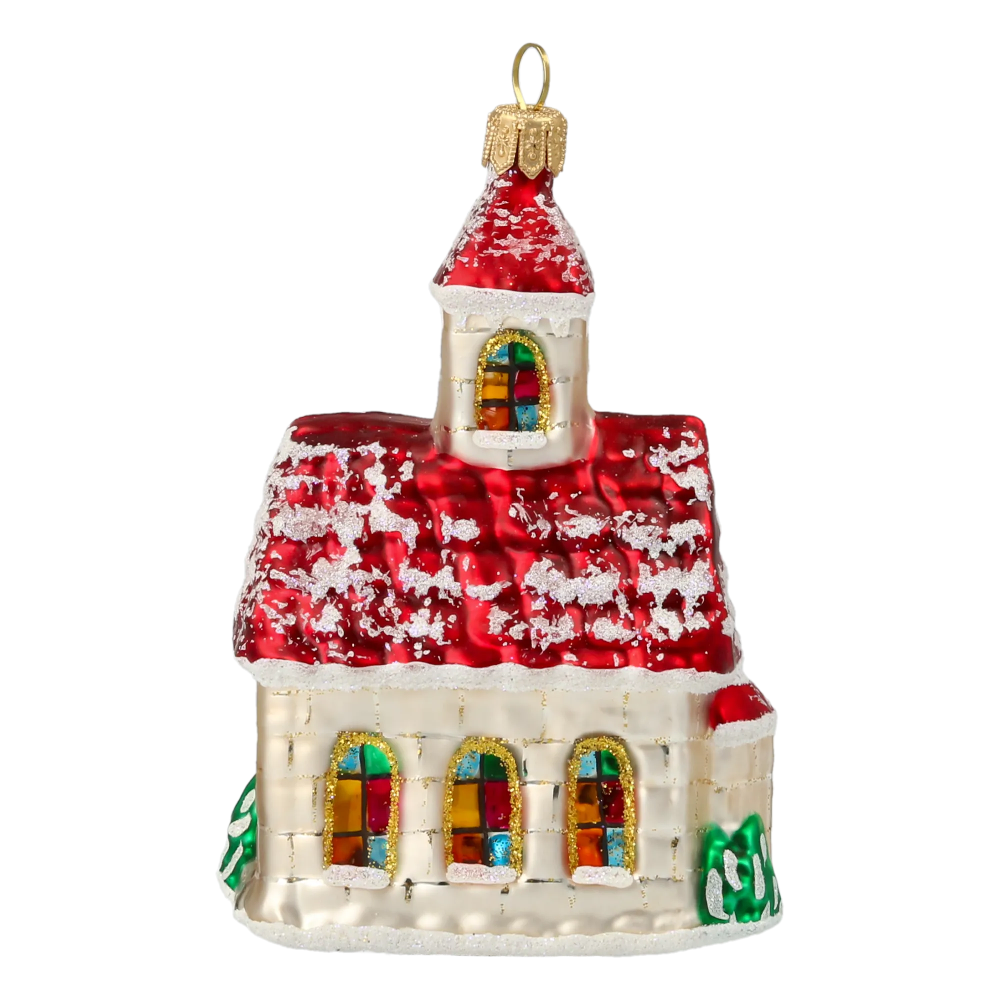 Crimson Stained Glass Chapel Premium christmas glass ornament 2020-516