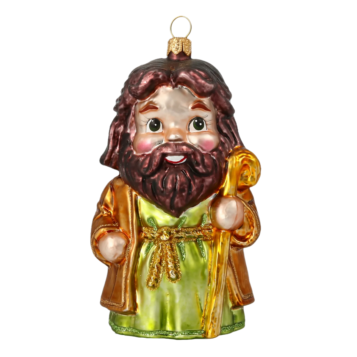 Gentle Shepherd Staff | Hand-Painted Glass Ornament | Blubom 2020-517