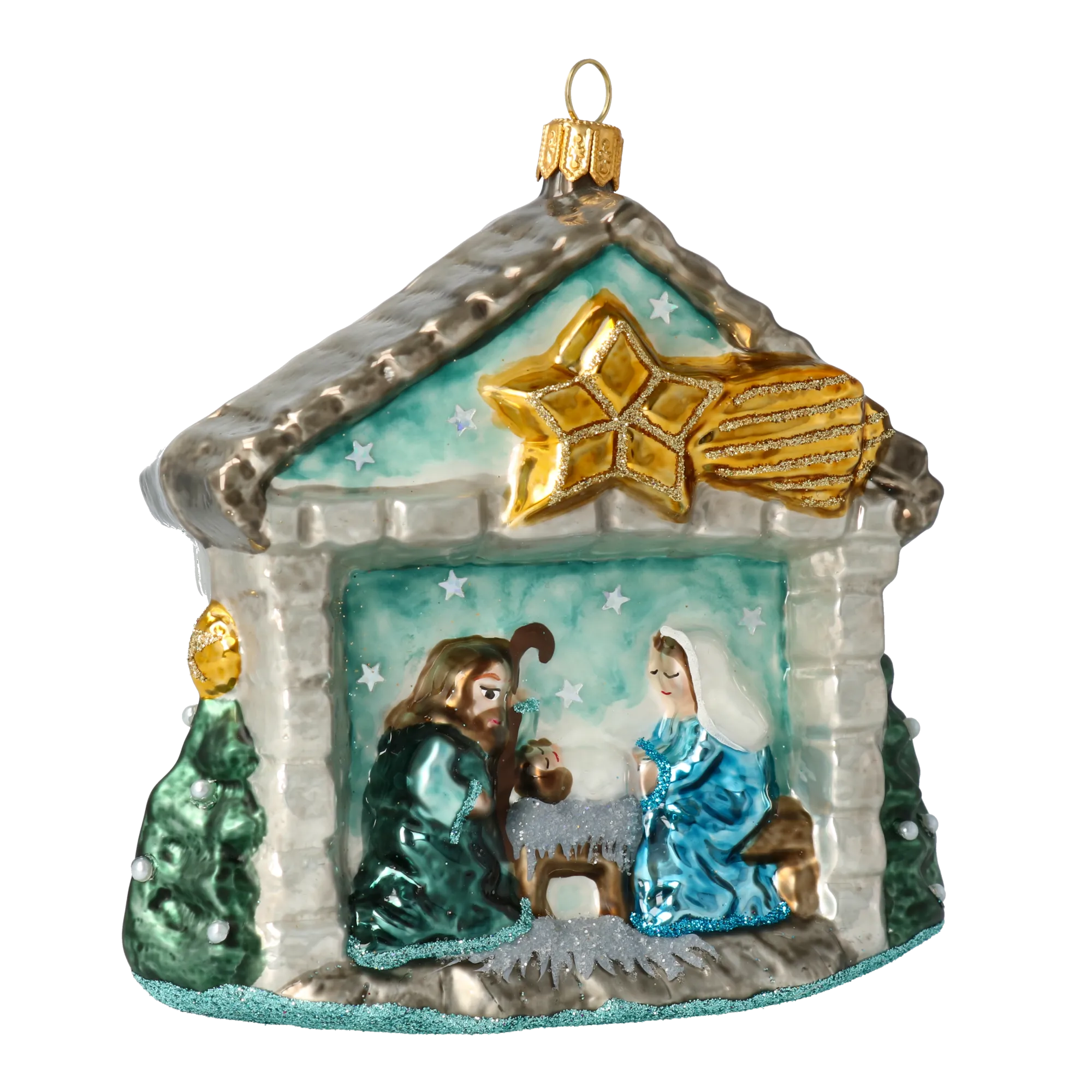 Gilded Star Nativity Premium christmas glass ornament 2020-524