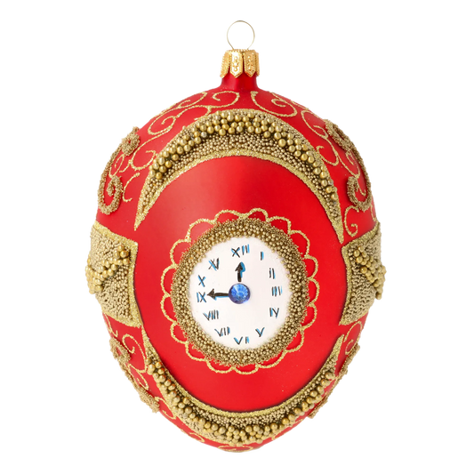 Imperial Scarlet Timepiece Egg Premium christmas glass ornament 2020-532