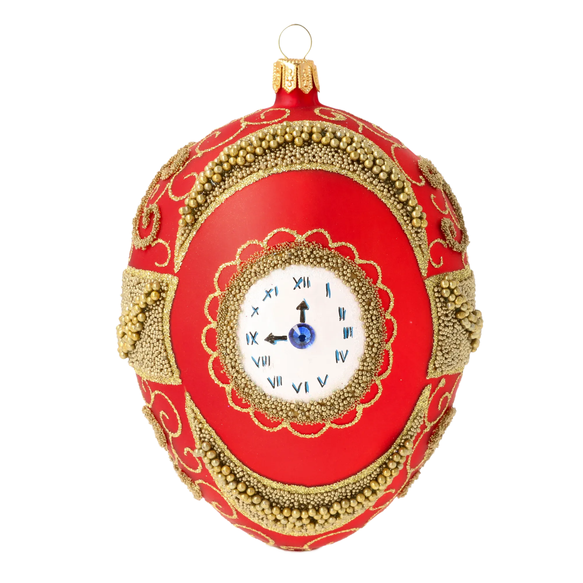 Imperial Scarlet Timepiece Egg Premium christmas glass ornament 2020-532