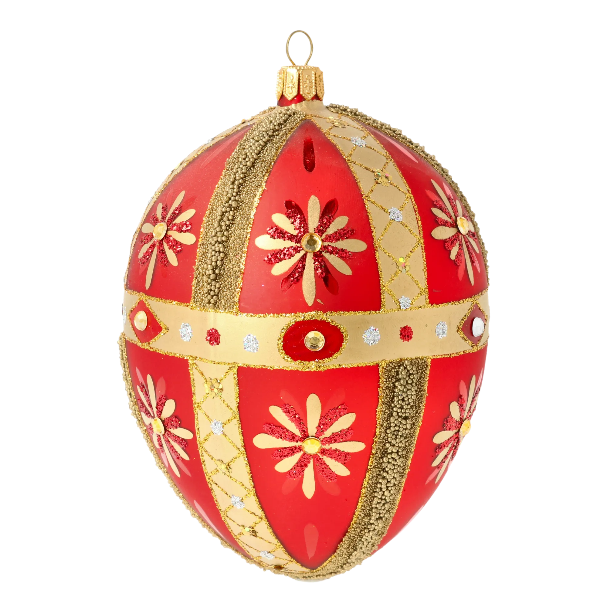 Imperial Ruby Egg Handmade Glass Christmas ornament. 2020-533