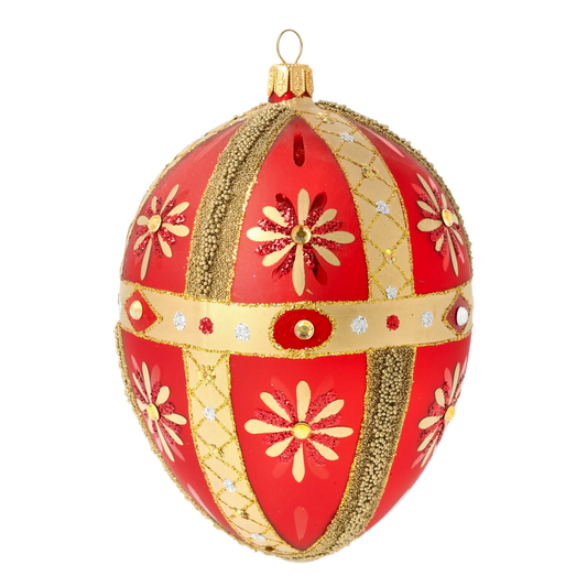 Imperial Ruby Egg Handmade Glass Christmas ornament. 2020-533