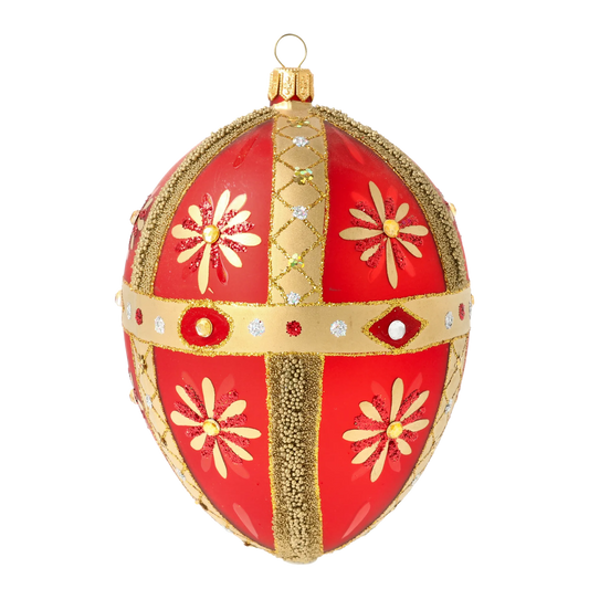 Imperial Ruby Egg Handmade Glass Christmas ornament. 2020-533