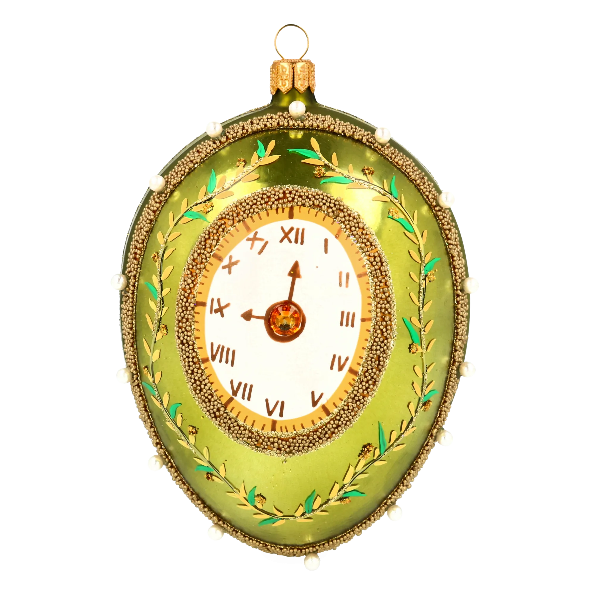 Imperial Sage Clock Egg Premium christmas glass ornament 2020-534