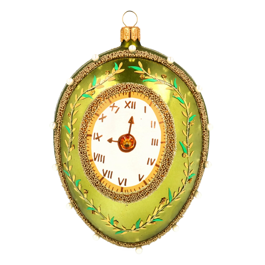Imperial Sage Clock Egg Premium christmas glass ornament 2020-534