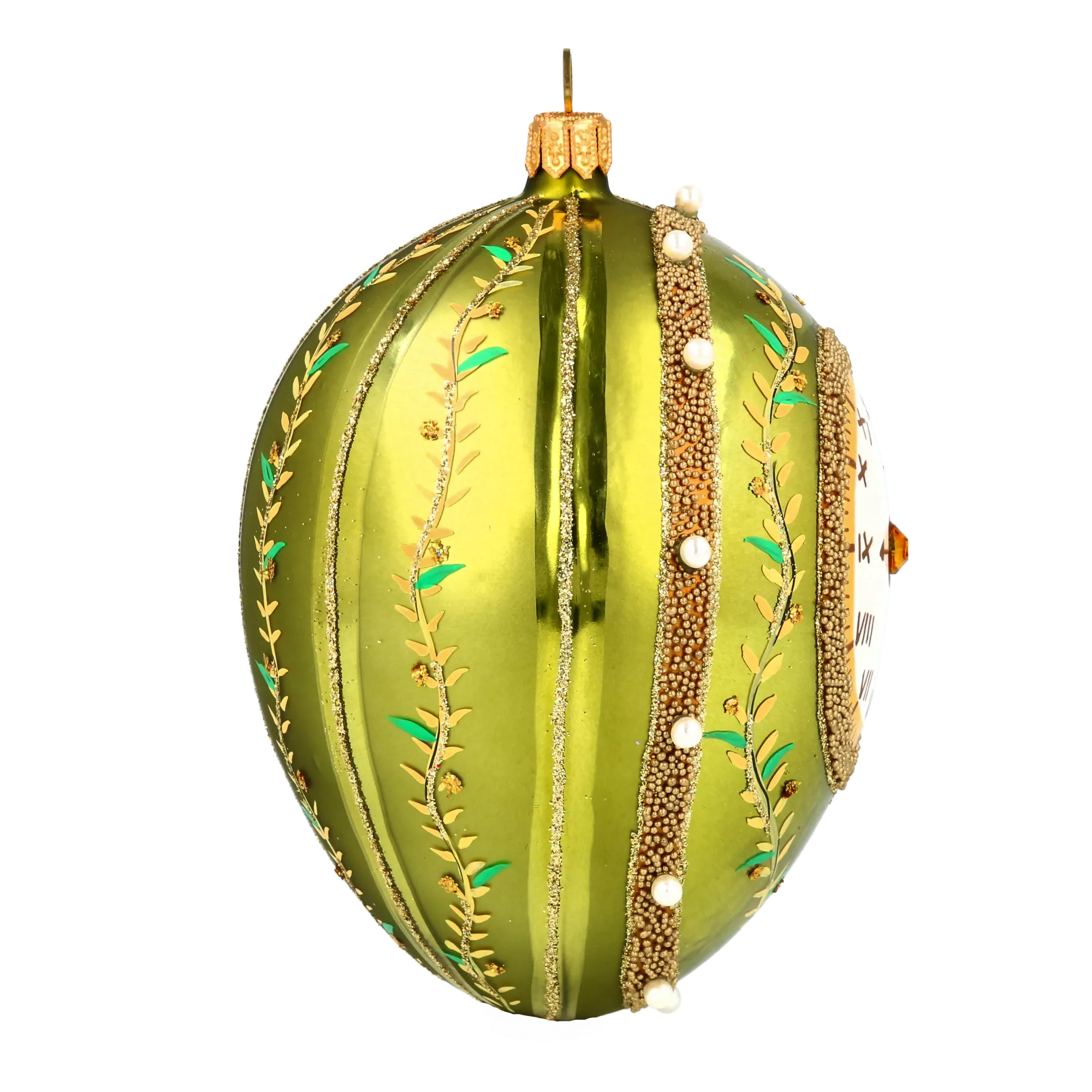 Imperial Sage Clock Egg Premium christmas glass ornament 2020-534
