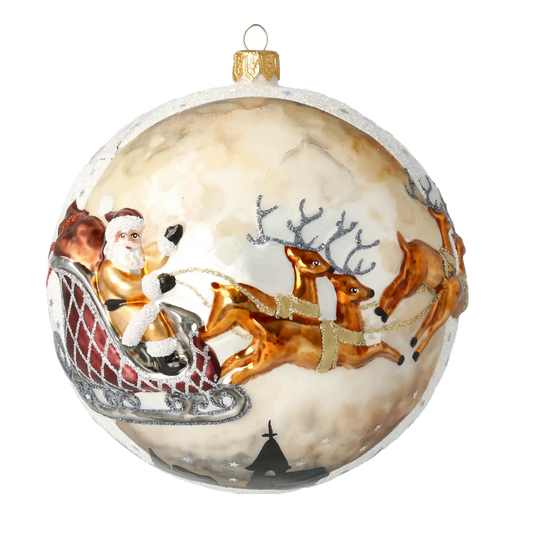 Świetlisty zaprzęg Mikołaja Z Reniferami Szklana Ozdoba