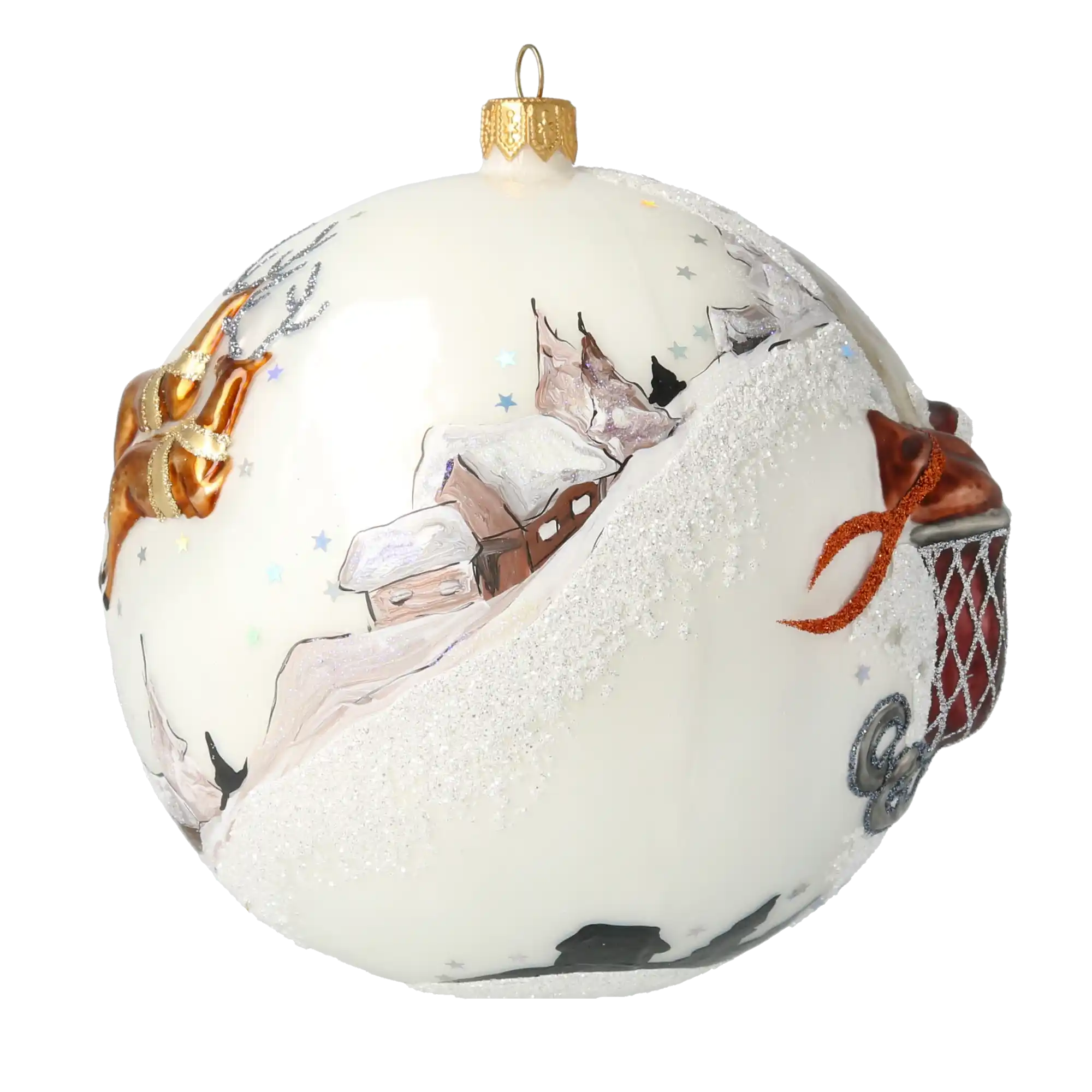 Świetlisty zaprzęg Mikołaja Z Reniferami Szklana Ozdoba