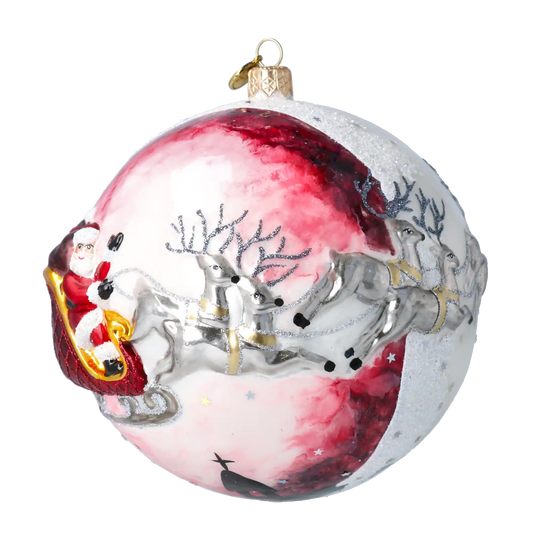 Mikołaj Z Reniferami Szklana Ozdoba