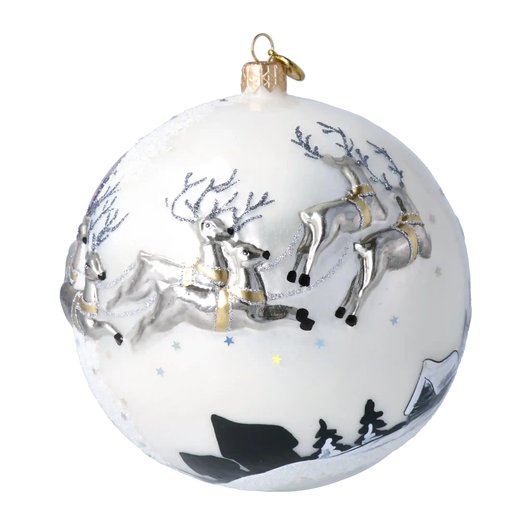 Mikołaj Z Reniferami Szklana Ozdoba