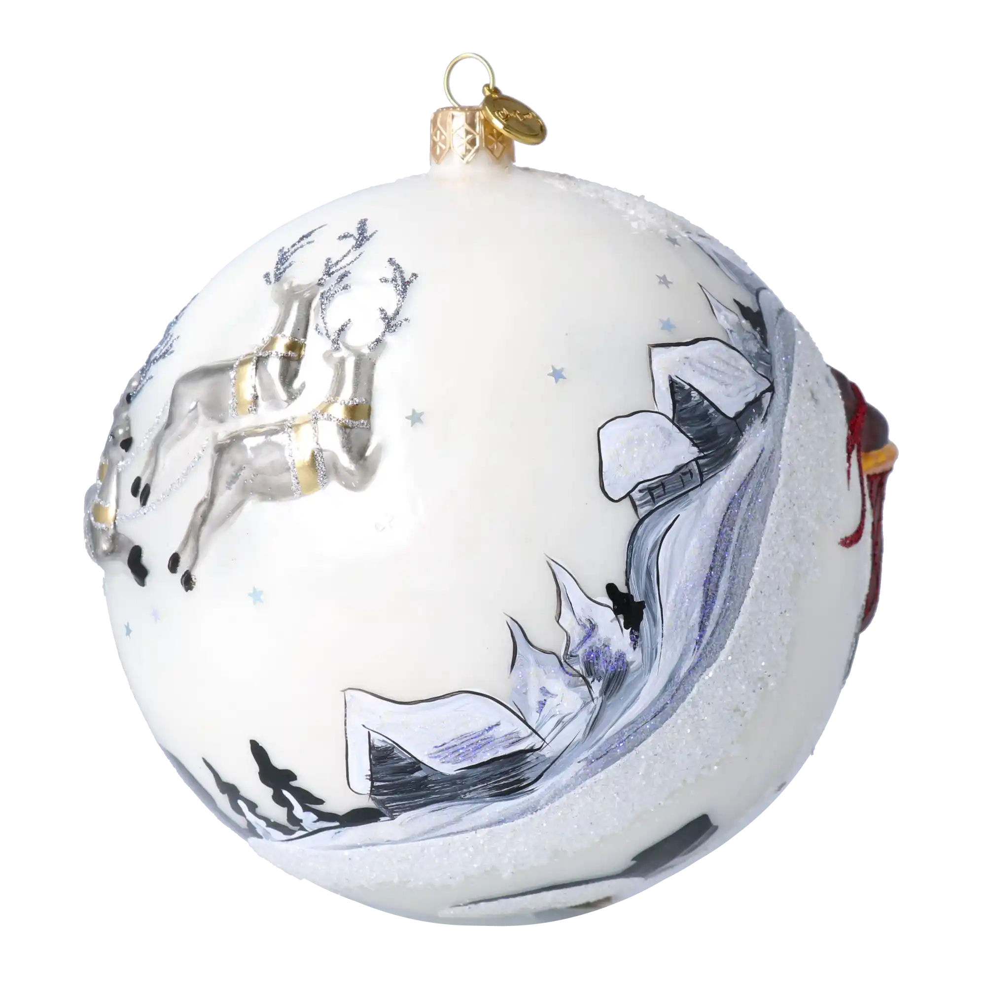 Mikołaj Z Reniferami Szklana Ozdoba