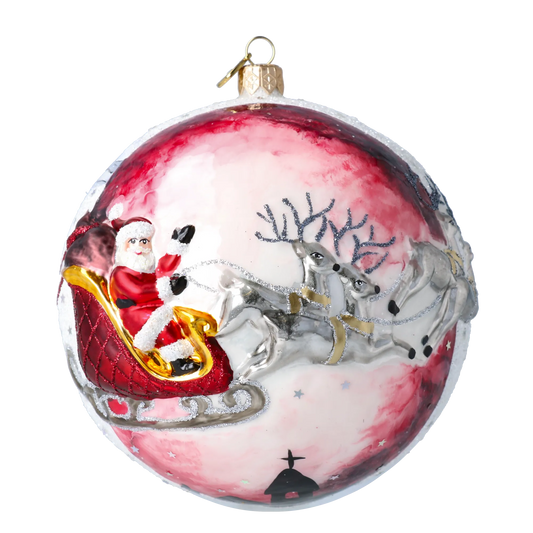St. Nicholas’ Crimson Sleigh Premium christmas glass ornament 2020-542