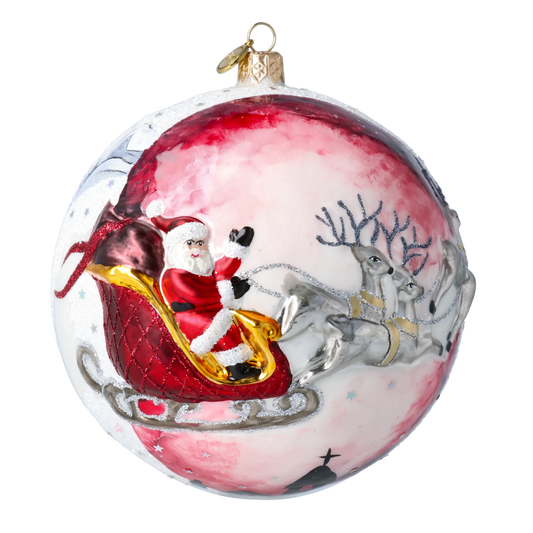 St. Nicholas’ Crimson Sleigh Premium christmas glass ornament 2020-542