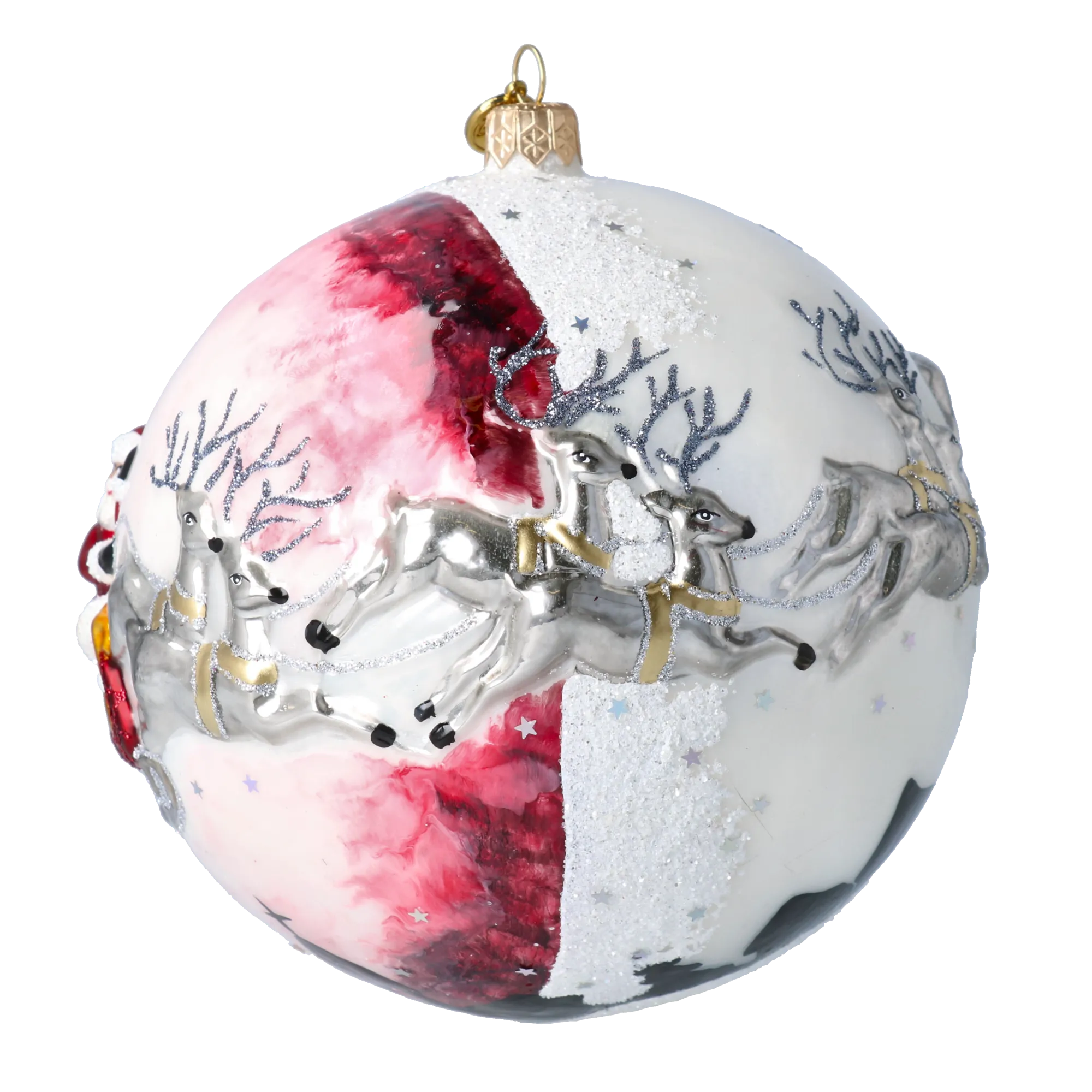 St. Nicholas’ Crimson Sleigh Premium christmas glass ornament 2020-542