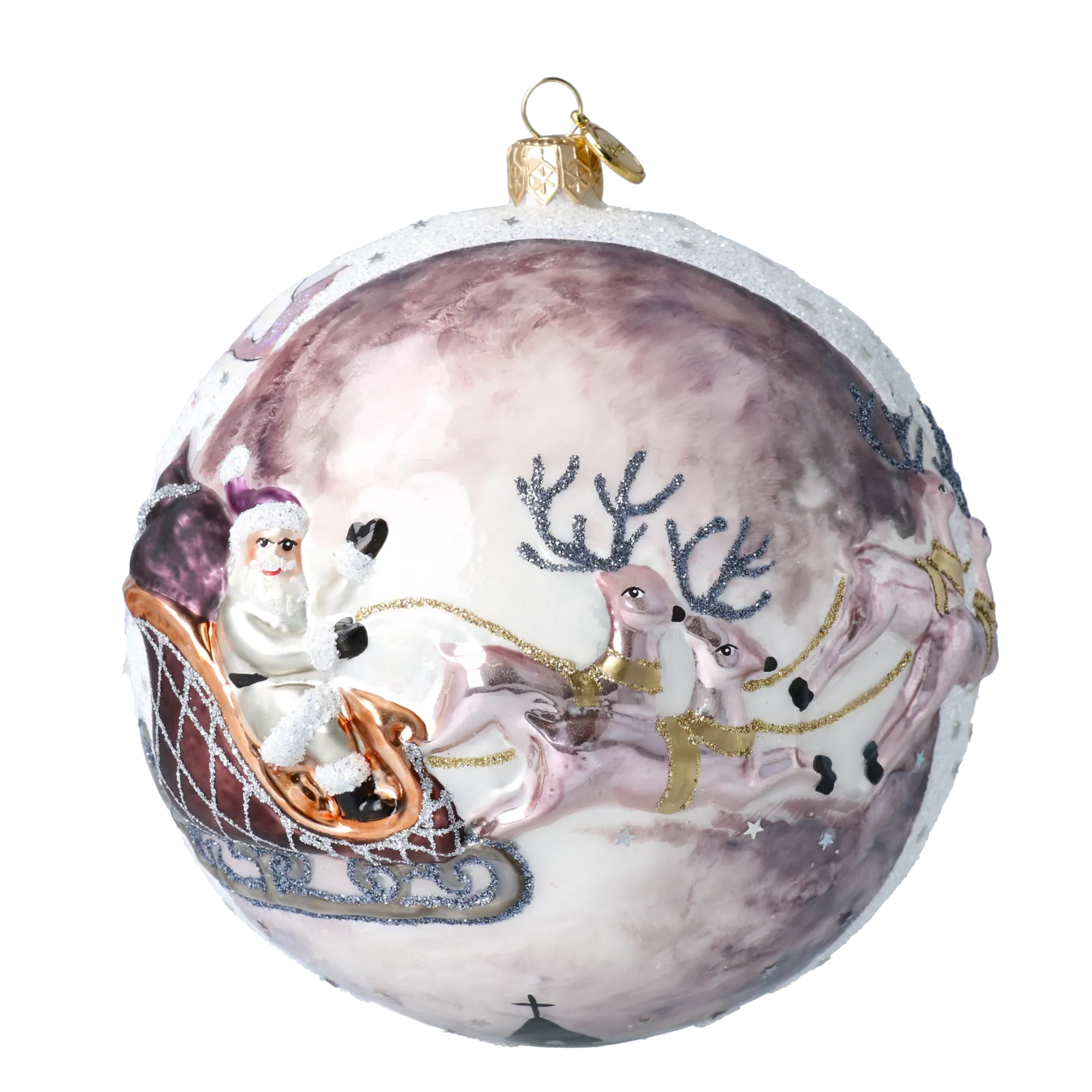Pearlescent Midnight Sleigh Premium christmas glass ornament 2020-544