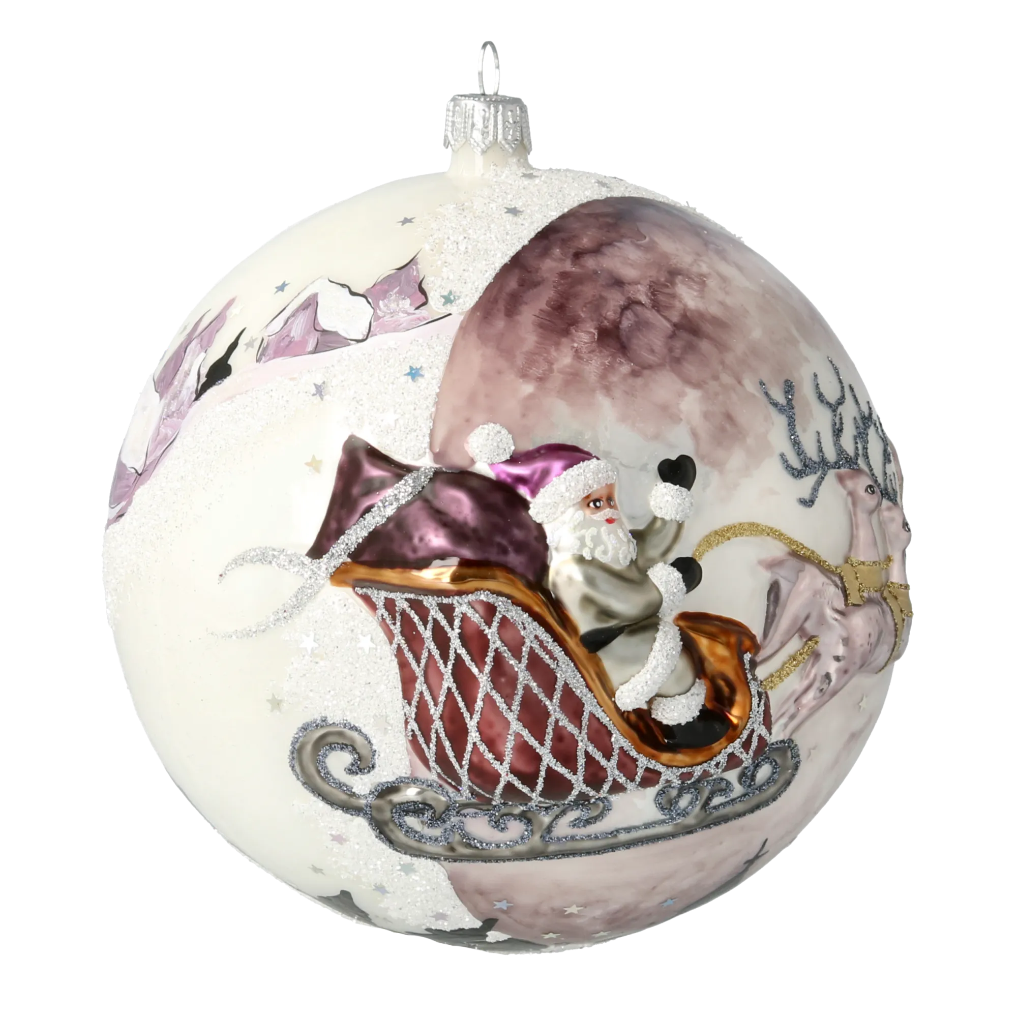 Pearlescent Midnight Sleigh Premium christmas glass ornament 2020-544