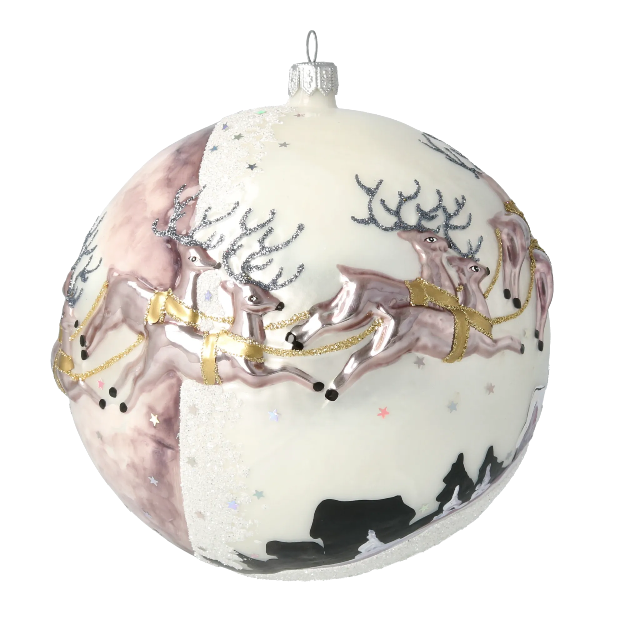 Pearlescent Midnight Sleigh Premium christmas glass ornament 2020-544