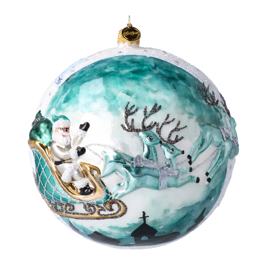 Midnight Teal Sleigh Flight Premium christmas glass ornament 2020-545