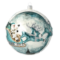 Load image into Gallery viewer, Midnight Teal Sleigh Flight Premium christmas glass ornament 2020-545
