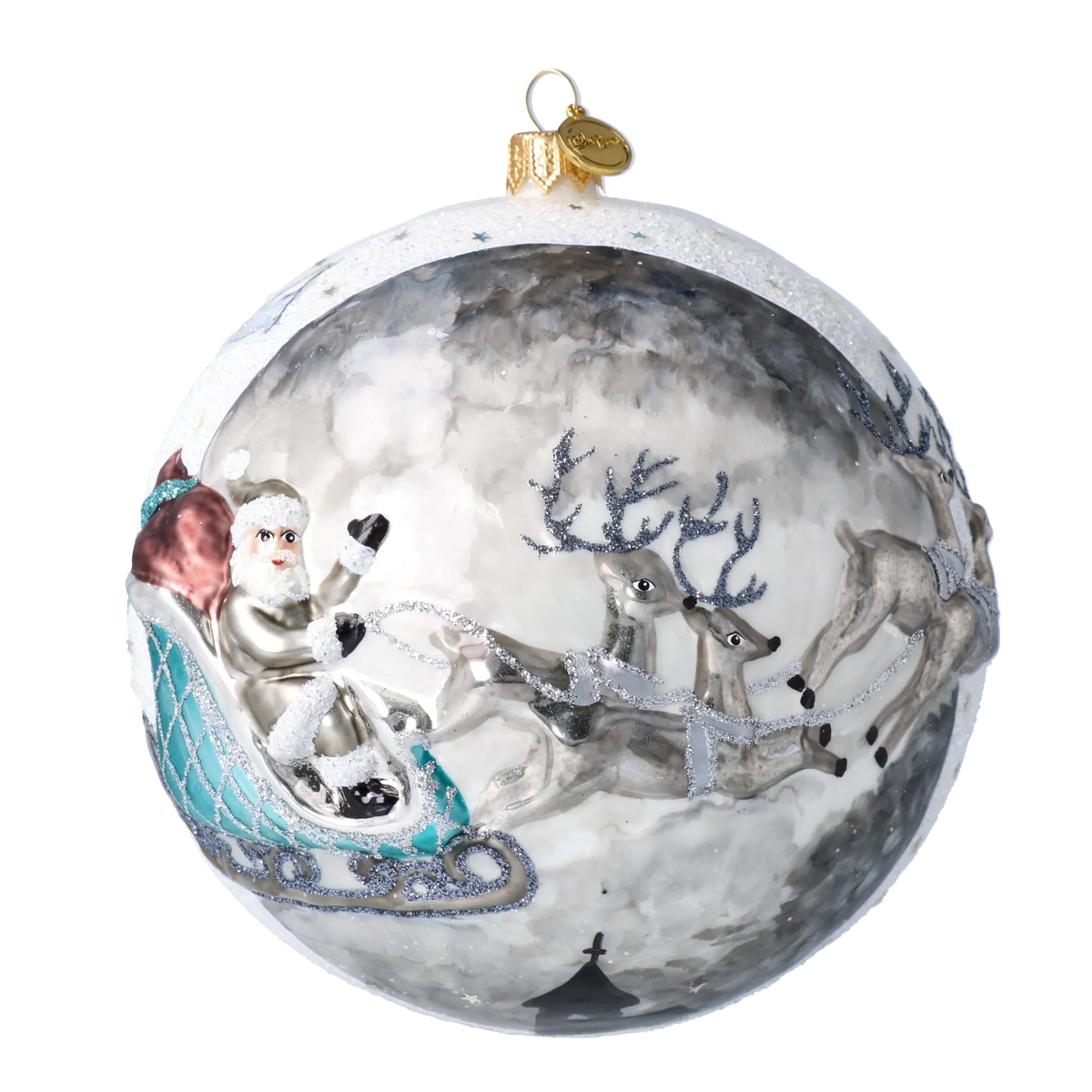 Silver Lunar Passage | Hand-Painted Glass Ornament | Blubom 2020-546