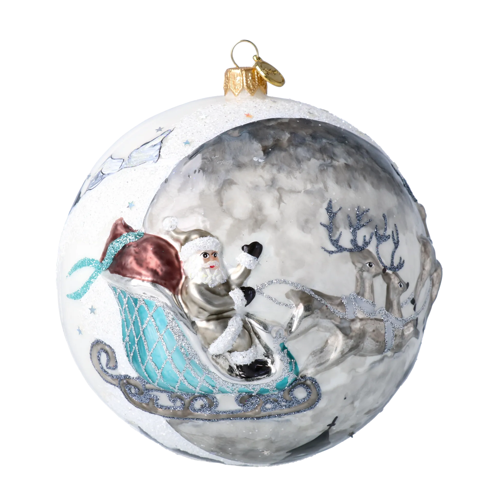 Silver Midnight Sleigh Premium christmas glass ornament 2020-546