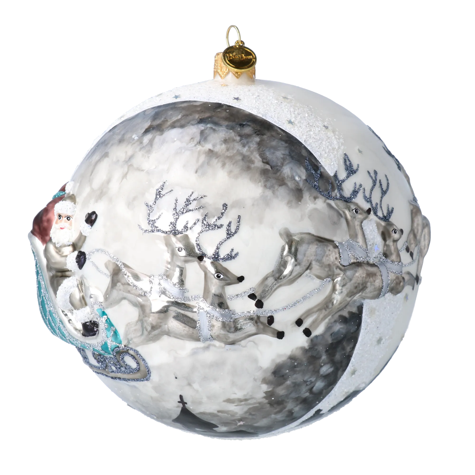 Silver Midnight Sleigh Premium christmas glass ornament 2020-546