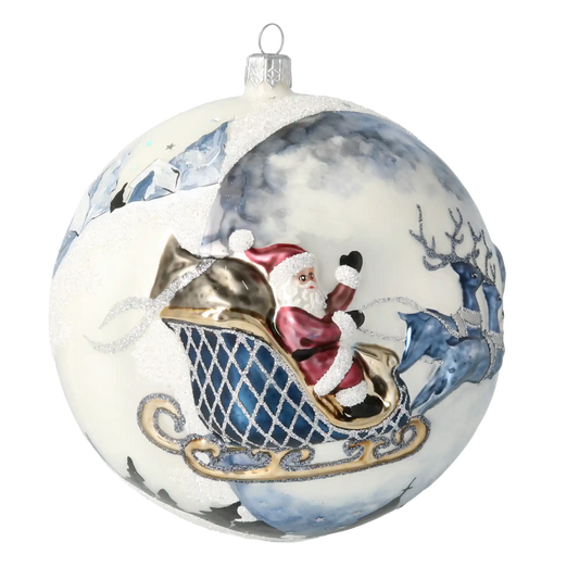 Mroźna kraina Mikołaj Z Reniferami Szklana Ozdoba