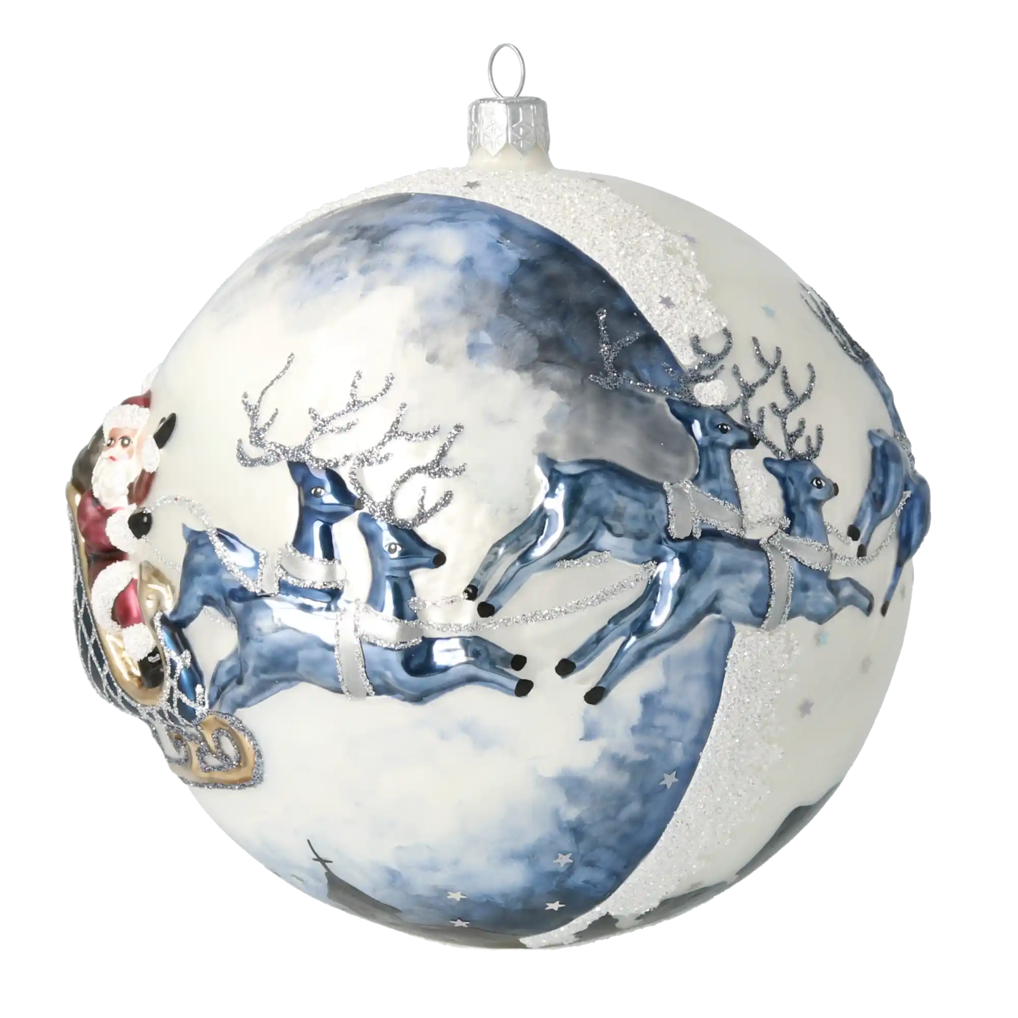 Mroźna kraina Mikołaj Z Reniferami Szklana Ozdoba