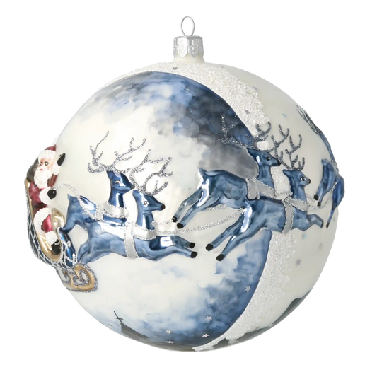 Mroźna kraina Mikołaj Z Reniferami Szklana Ozdoba