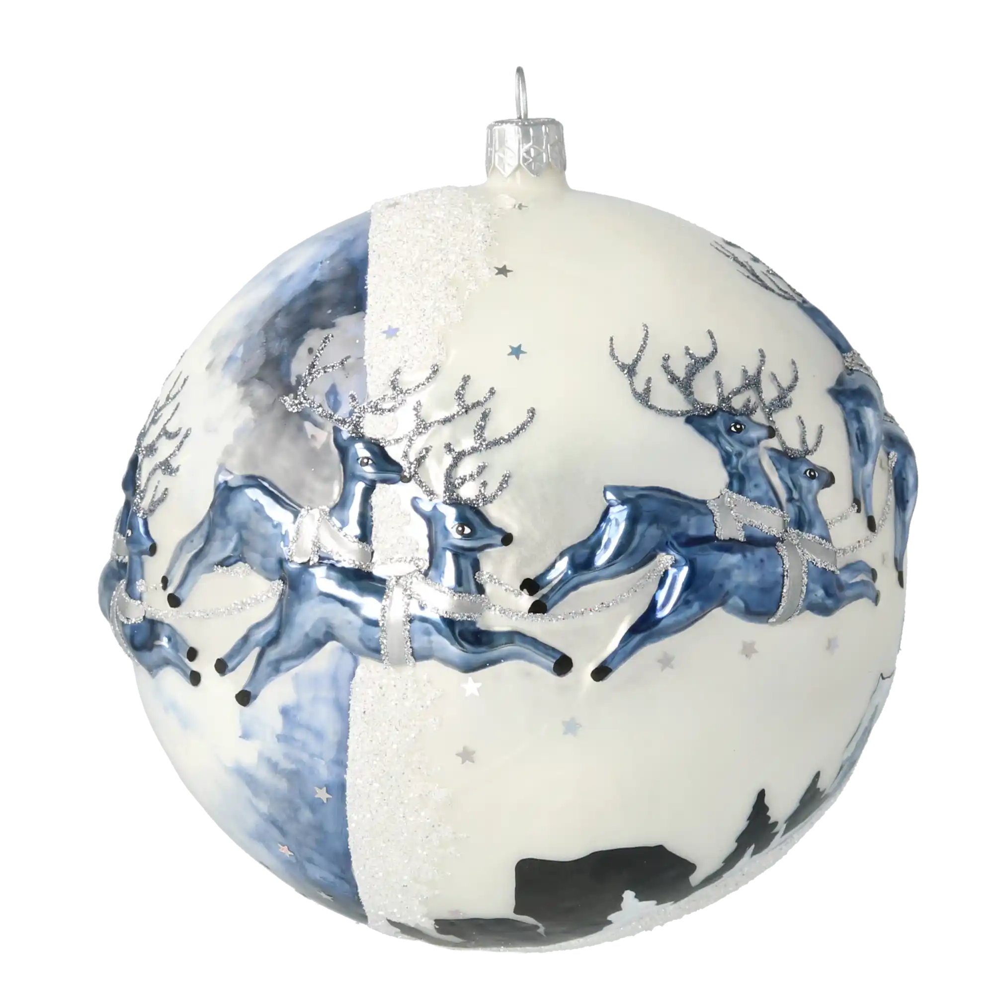 Mroźna kraina Mikołaj Z Reniferami Szklana Ozdoba