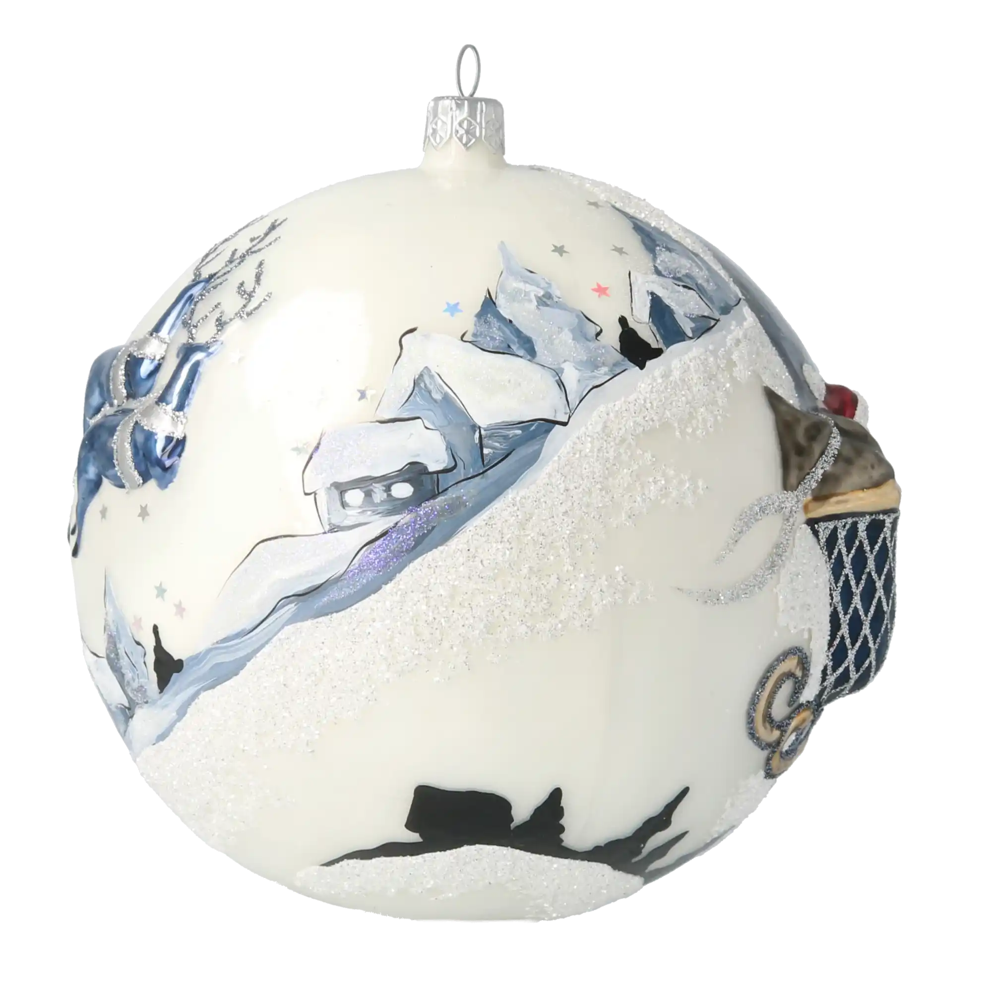 Mroźna kraina Mikołaj Z Reniferami Szklana Ozdoba