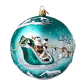 Load image into Gallery viewer, Aquamarine Midnight Santa Flight Premium christmas glass ornament 2020-548
