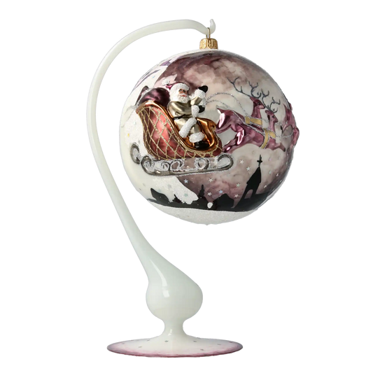 Mikołaj Z Reniferami Szklana Ozdoba